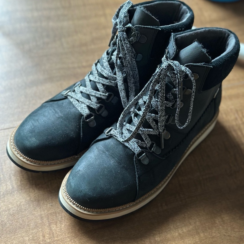 TOMS Black and Gray Casual Boots with Padded Ankle Collar